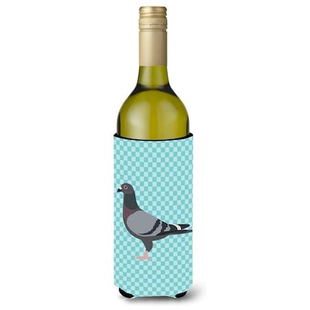 Carolines Treasures Carolines Treasures BB8125LITERK Racing Pigeon Blue Check Wine Bottle Beverge Insulator Hugger BB8125LITERK